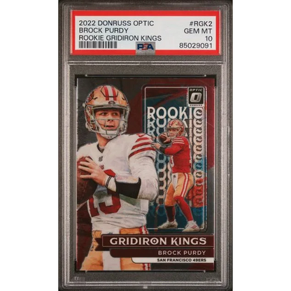 2022 Donruss Optic Brock Purdy Rookie Gridiron Kings football card PSA Gem Mint 10
