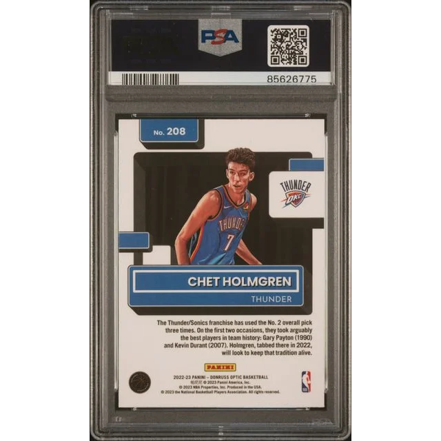 Graded 2022 Panini Donruss Optic Chet Holmgren #208 Rookie RC PSA 10 in Slab