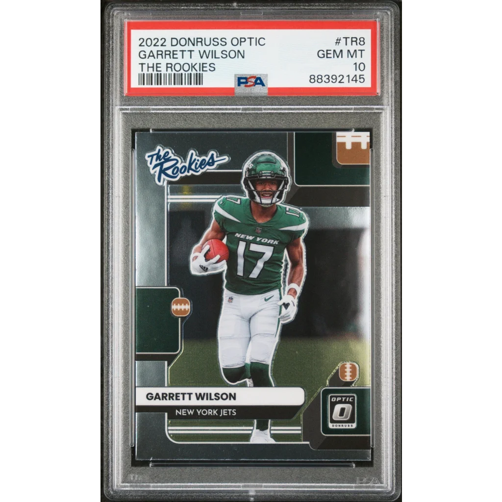PSA graded Garrett Wilson 2022 Donruss Optic The Rookies football card