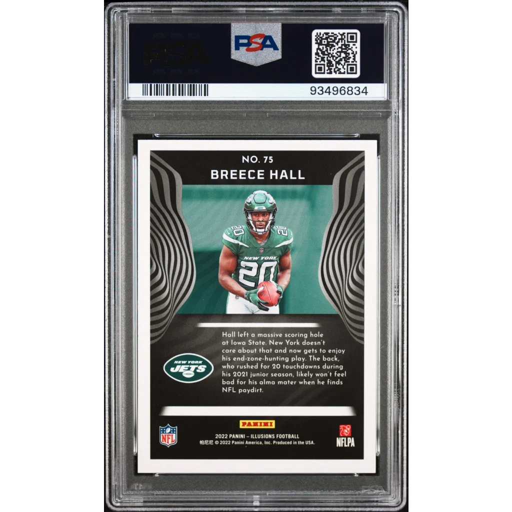 Graded 2022 Panini Illusions Breece Hall #75 Retail Rookie RC Football Card PSA 10 Gem Mint | PSA 10 Gem Mint Graded Rookie Card | vintageantiquesgifts.com
