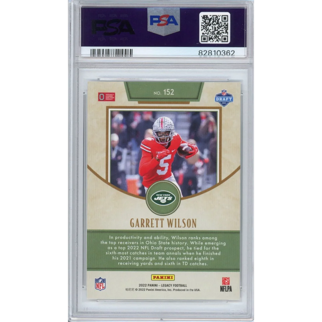 Graded 2022 Panini Legacy Garrett Wilson #152 Rookie RC Football Card PSA 10 Gem Mint | PSA 10 Gem Mint Graded Rookie Card | vintageantiquesgifts.com