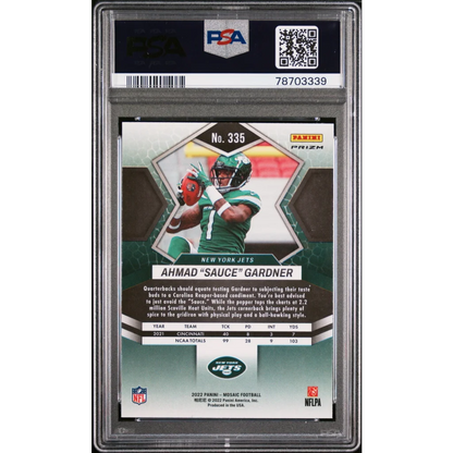 Ahmad Sauce Gardner NFL rookie card graded by Professional Sports Authenticator
