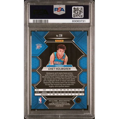 Graded PSA 10 2022 Panini Mosaic Chet Holmgren Rookie RC Card