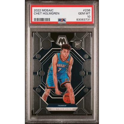 2022 Panini Mosaic Chet Holmgren #236 Rookie PSA 10 Gem Mint Card