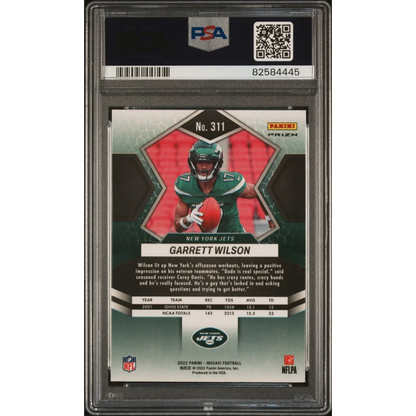 PSA graded Garrett Wilson Green Mosaic Rookie Card Jets 2022 No 311 football card