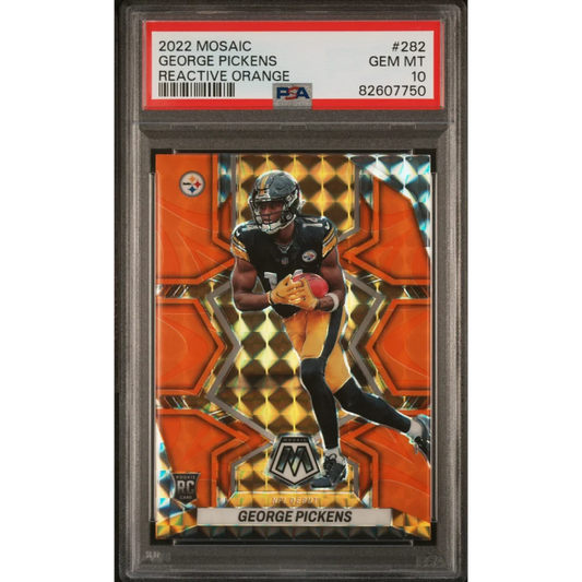 2022 Mosaic George Pickens Reactive Orange Football Card graded GEM MT 10 PSA