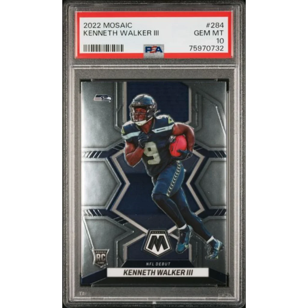 Graded 2022 Panini Mosaic Kenneth Walker III 284 Rookie RC Football Card PSA 10 Gem Mint | Hall of Fame Sports Memorabilia | vintageantiquesgifts.com