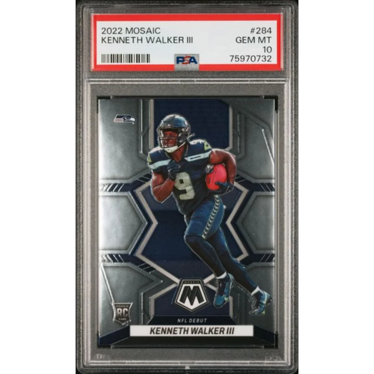 Graded 2022 Panini Mosaic Kenneth Walker III 284 Rookie RC Football Card PSA 10 Gem Mint | Hall of Fame Sports Memorabilia | vintageantiquesgifts.com
