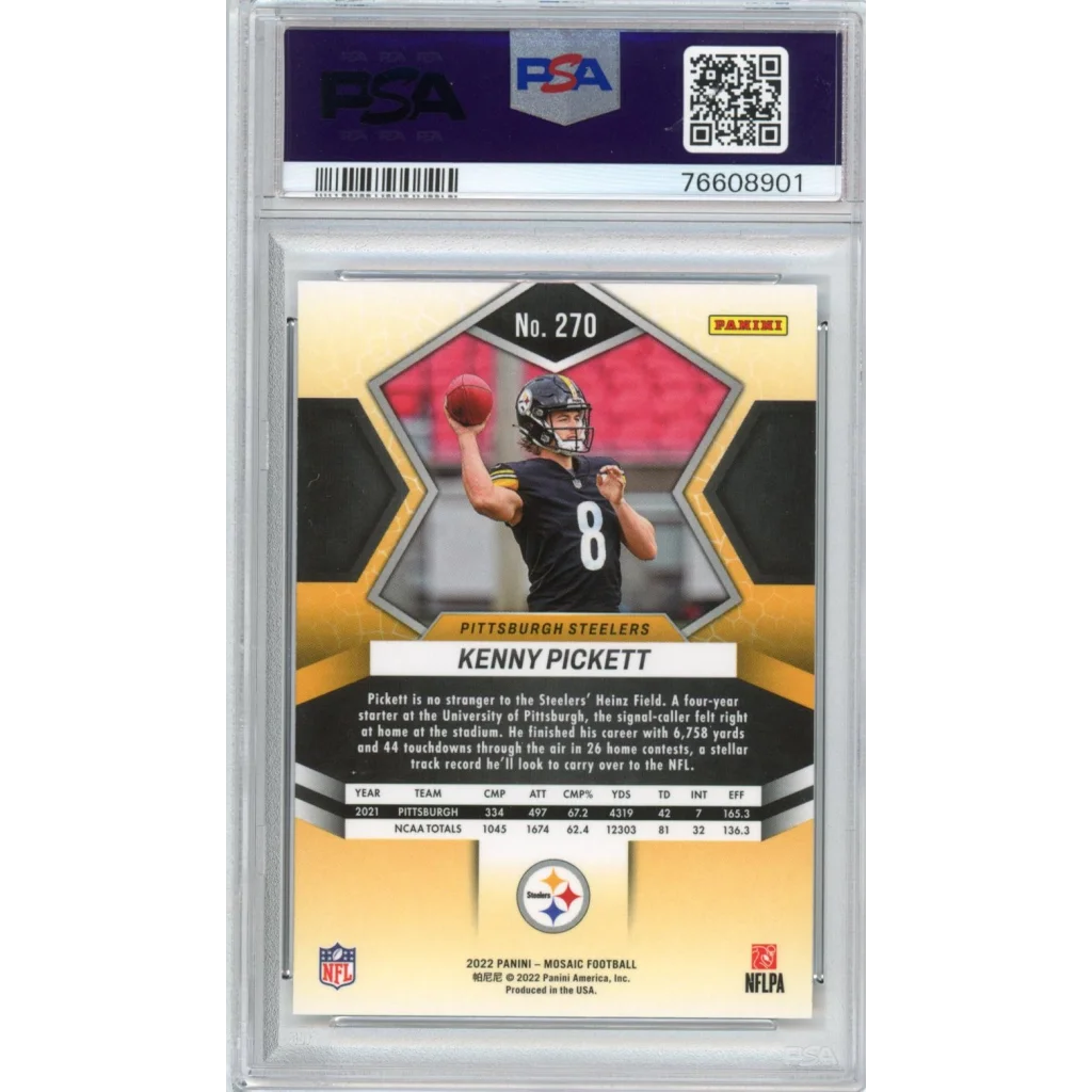 PSA graded Kenny Pickett 2022 Mosaic NFL Debut Card for collectors