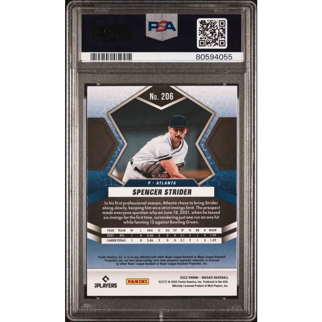 Graded Spencer Strider 2022 Mosaic Baseball Card by PSA Professional Sports Authenticator