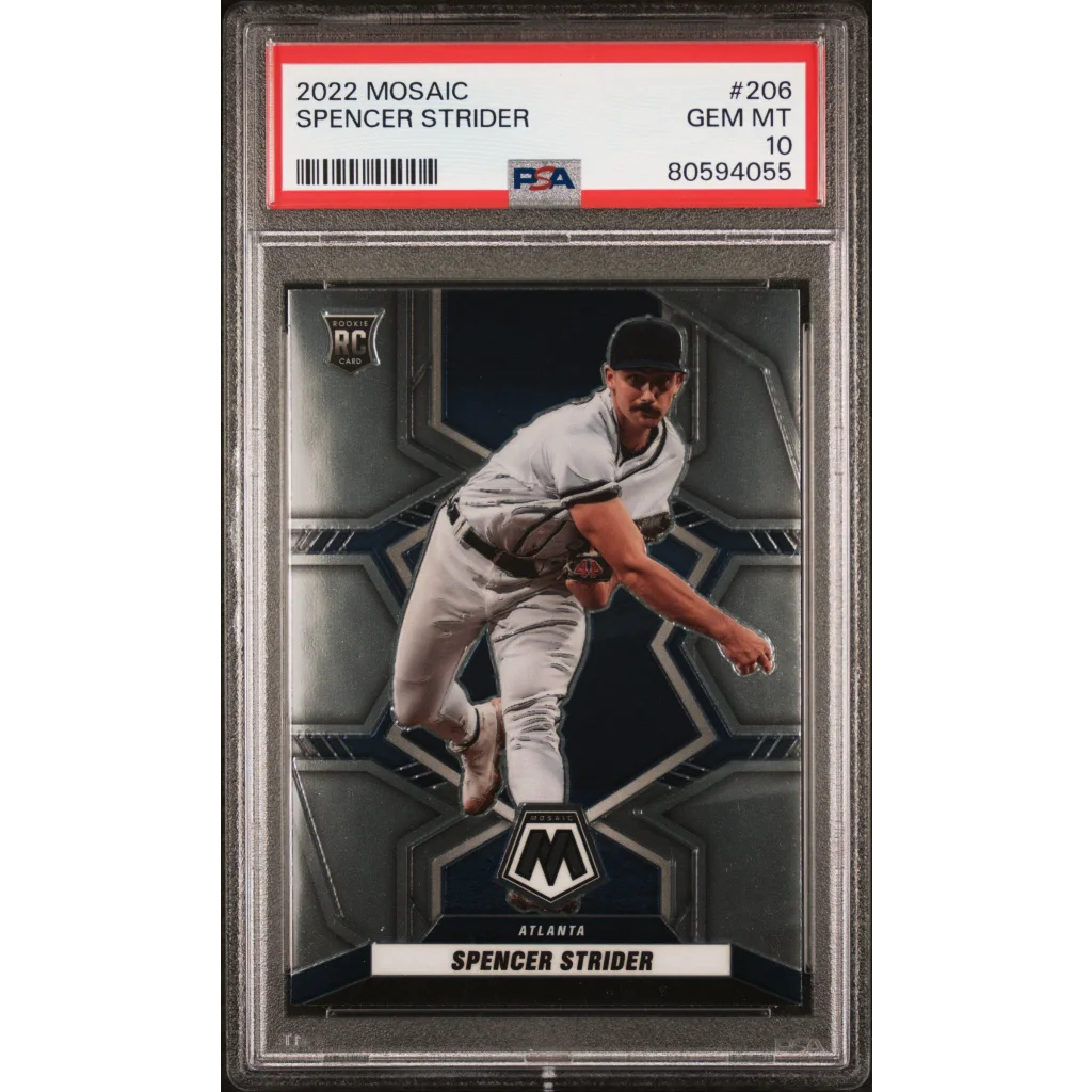 Graded 2022 Mosaic Spencer Strider baseball card by PSA Professional Sports Authenticator