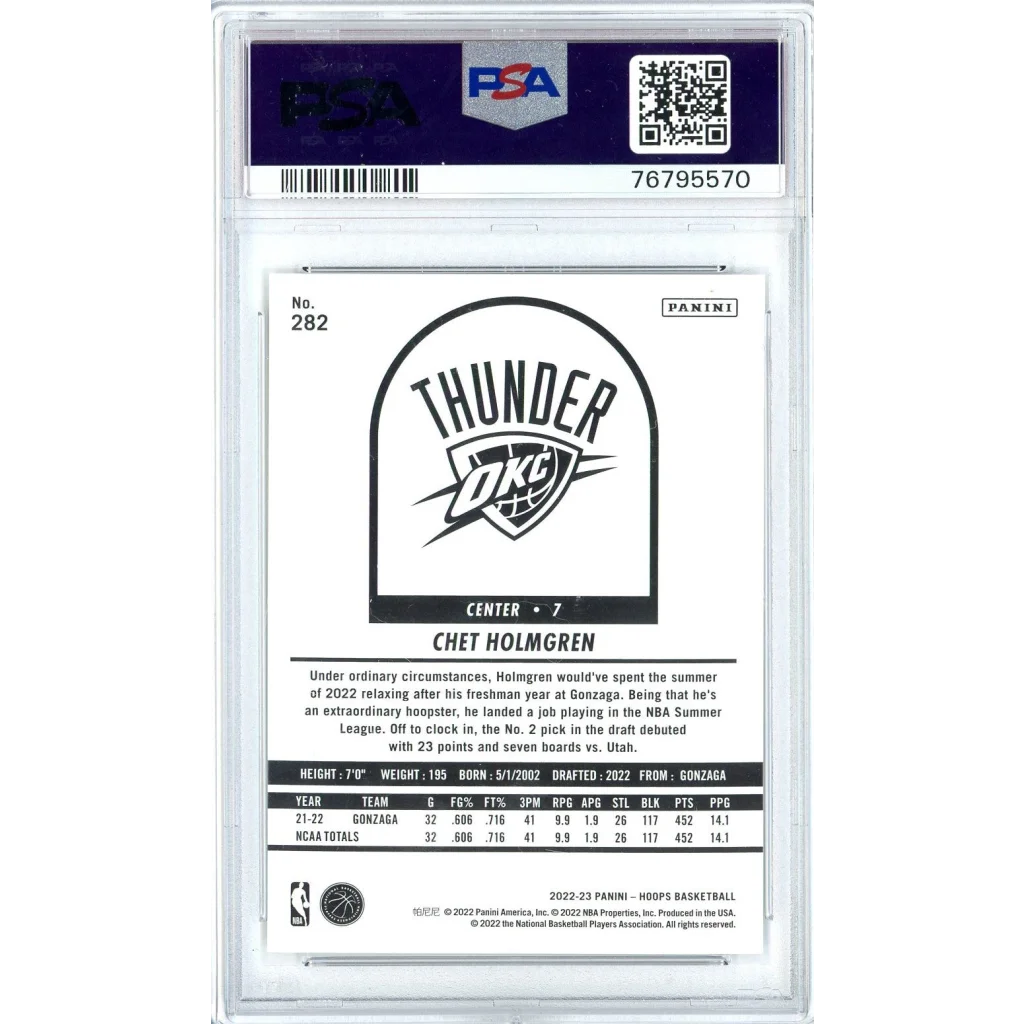 Graded PSA 10 2022-23 Panini Hoops Chet Holmgren Rookie Card
