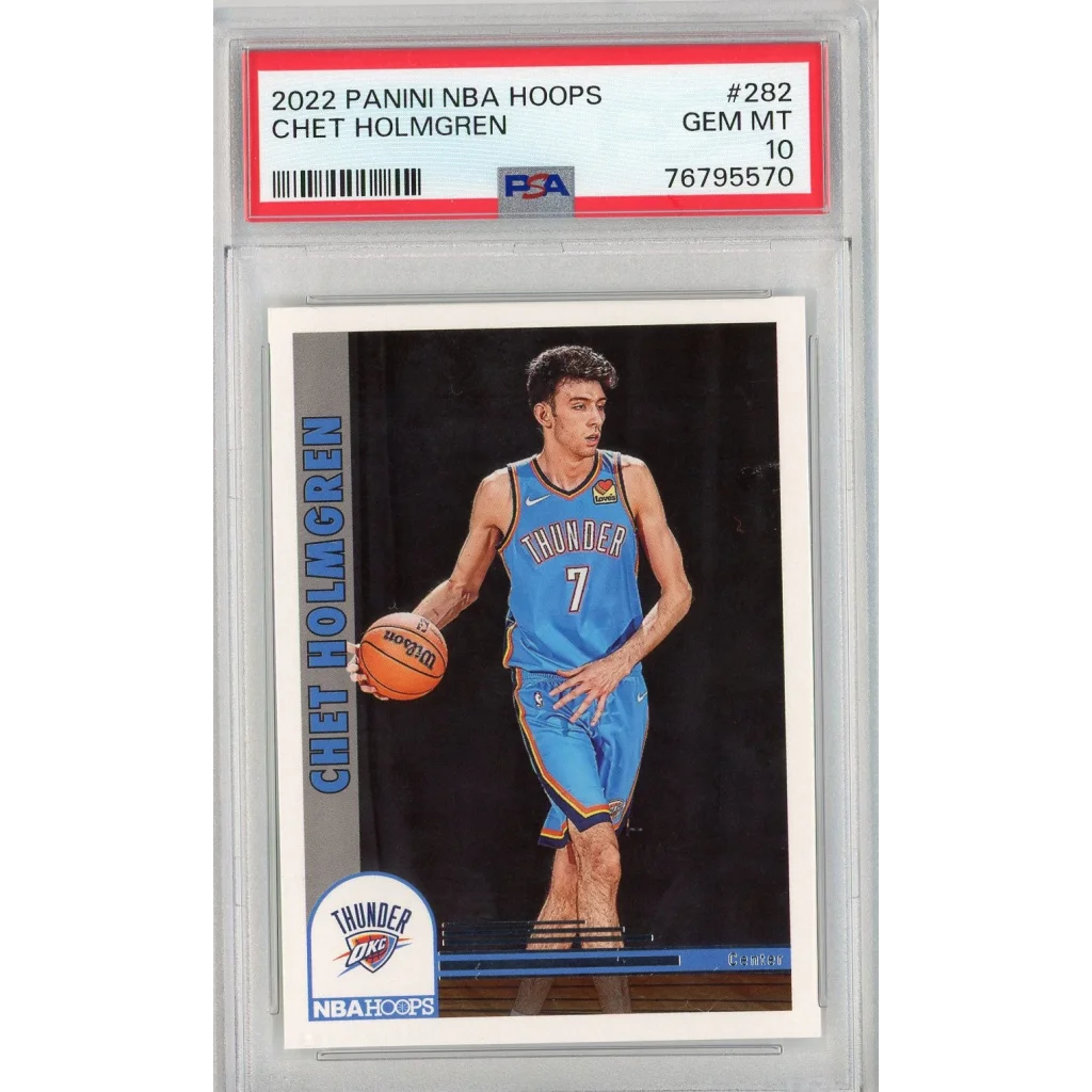 Graded PSA 10 Gem Mint Chet Holmgren 2022 Panini NBA Hoops Rookie Card