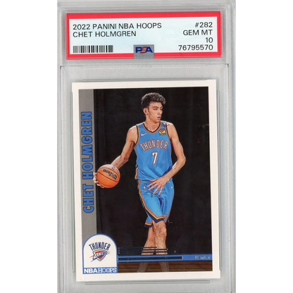 Graded PSA 10 Gem Mint Chet Holmgren 2022 Panini NBA Hoops Rookie Card