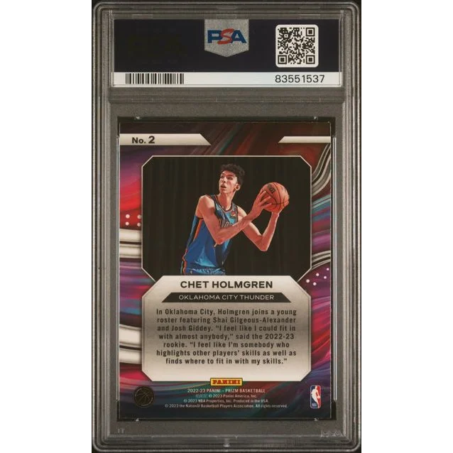 Graded 2022 Panini Prizm Chet Holmgren #2 Instant Impact Rookie RC Basketball Card PSA 10 Gem Mint | PSA 10 Gem Mint Graded Rookie Card | vintageantiquesgifts.com