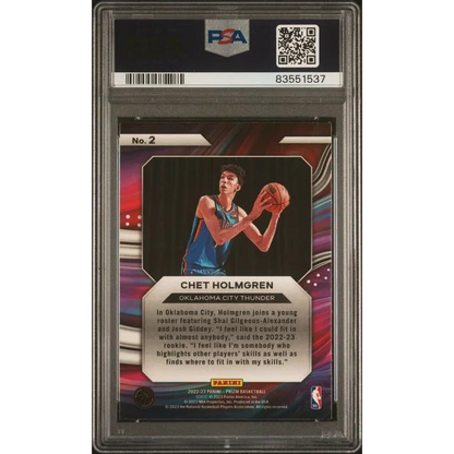 Graded 2022 Panini Prizm Chet Holmgren #2 Instant Impact Rookie RC Basketball Card PSA 10 Gem Mint | PSA 10 Gem Mint Graded Rookie Card | vintageantiquesgifts.com