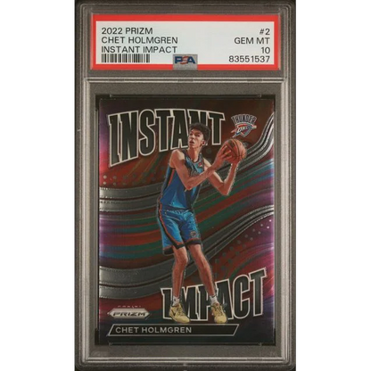 Graded 2022 Panini Prizm Chet Holmgren #2 Instant Impact Rookie RC Basketball Card PSA 10 Gem Mint | Hall of Fame Sports Memorabilia | vintageantiquesgifts.com