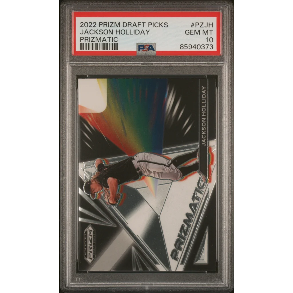 Graded 2022 Panini Prizm Draft Picks Jackson Holliday #PZJH Prizmatic Rookie RC Baseball Card PSA 10 Gem Mint | Hall of Fame Sports Memorabilia | vintageantiquesgifts.com