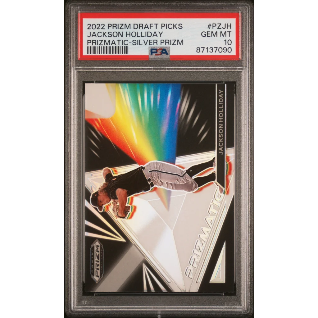 Graded 2022 Panini Prizm Draft Picks Jackson Holliday #PZJH Prizmatic Silver Prizm Rookie RC Baseball Card PSA 10 Gem Mint | Hall of Fame Sports Memorabilia | vintageantiquesgifts.com