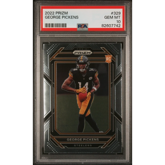 2022 Prizm George Pickens rookie card PSA GEM MT 10 displayed in product listing