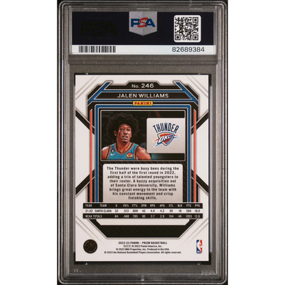 Graded PSA 10 Jalen Williams 2022 Prizm Rookie Card Gem Mint Perfection