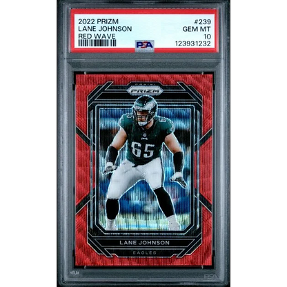 Graded PSA 10 2022 Panini Prizm Lane Johnson Red Wave Eagles card