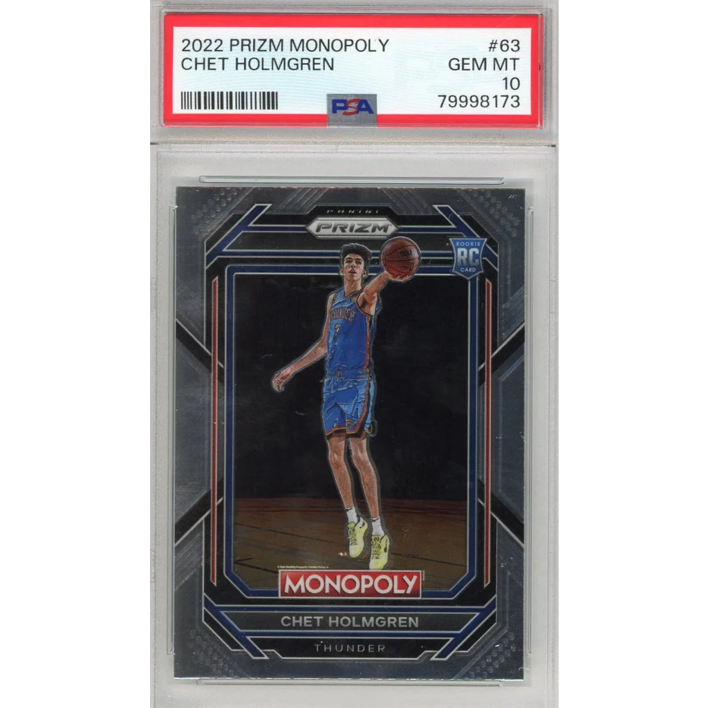 Graded 2022 Panini Prizm Monopoly Chet Holmgren #63 Rookie RC Basketball Card PSA 10 Gem Mint | Hall of Fame Sports Memorabilia | vintageantiquesgifts.com