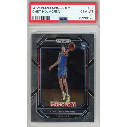 Graded 2022 Panini Prizm Monopoly Chet Holmgren #63 Rookie RC Basketball Card PSA 10 Gem Mint | Hall of Fame Sports Memorabilia | vintageantiquesgifts.com