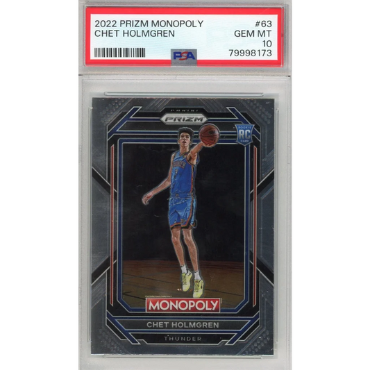 Graded 2022 Panini Prizm Monopoly Chet Holmgren #63 Rookie RC Basketball Card PSA 10 Gem Mint | Hall of Fame Sports Memorabilia | vintageantiquesgifts.com