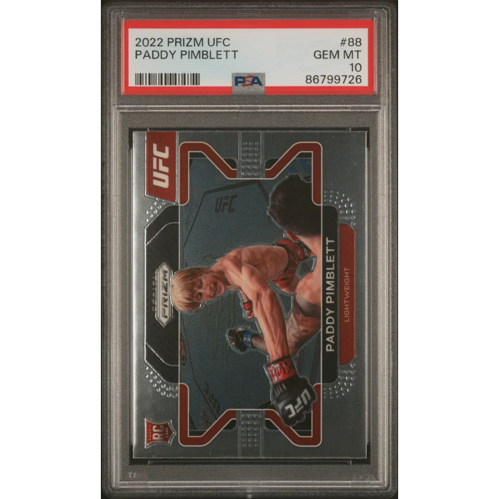 PSA graded Paddy Pimblett 2022 Panini Prizm UFC trading card from professional sports authenticator