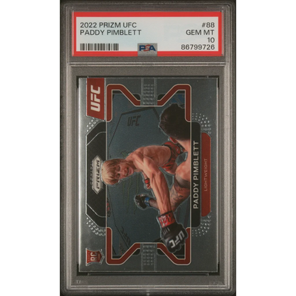 PSA graded Paddy Pimblett 2022 Panini Prizm UFC trading card from professional sports authenticator