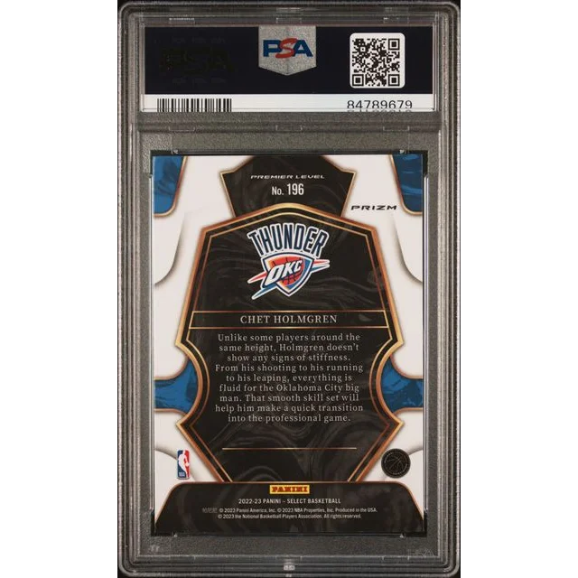 Graded PSA 10 2022 Panini Select Chet Holmgren Blue Prizm Rookie Card
