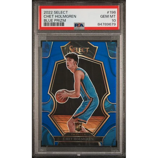 Graded 2022 Panini Select Chet Holmgren #196 Blue Prizm Rookie RC Basketball Card PSA 10 Gem Mint | Hall of Fame Sports Memorabilia | vintageantiquesgifts.com