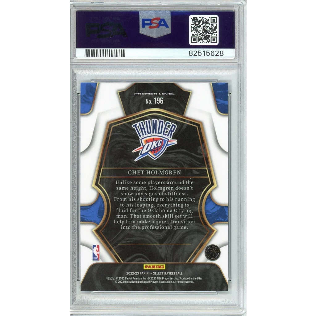 PSA 10 Graded 2022 Panini Select Chet Holmgren Blue Rookie Card in Slab