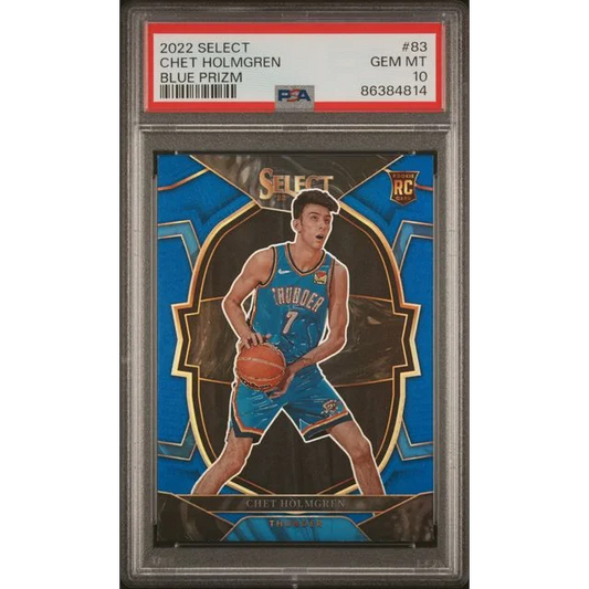 Graded 2022 Panini Select Chet Holmgren #83 Blue Prizm Rookie RC Basketball Card PSA 10 Gem Mint | Hall of Fame Sports Memorabilia | vintageantiquesgifts.com