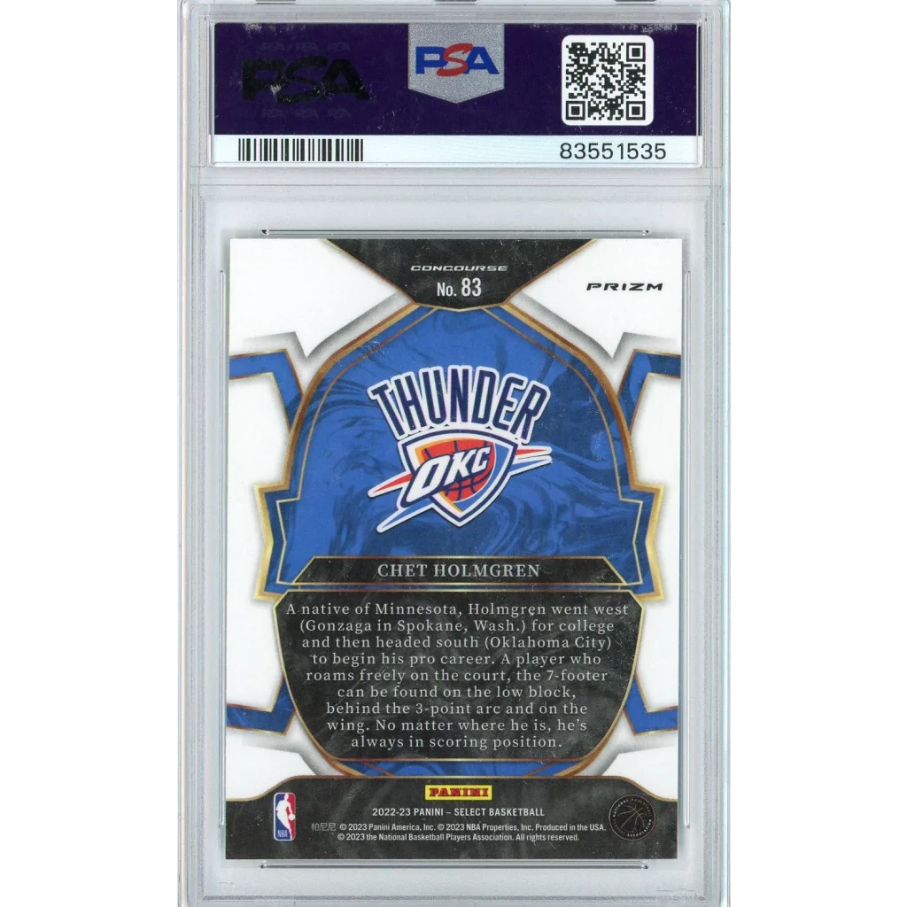 Graded PSA 10 Chet Holmgren Prizm Tri Color Rookie Card Gem Mint basketball card