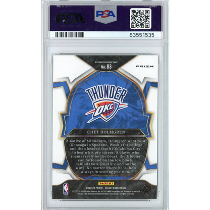 Graded PSA 10 Chet Holmgren Prizm Tri Color Rookie Card Gem Mint basketball card