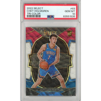 Graded 2022 Select Chet Holmgren Tri-Color Rookie Card PSA Gem Mint 10