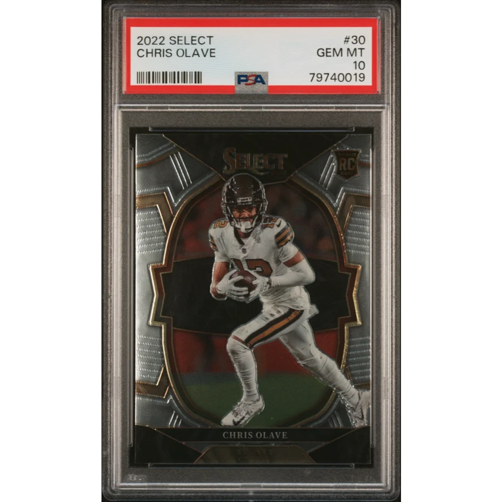 Graded PSA 10 Gem Mint 2022 Panini Select Chris Olave #30 Rookie RC Football Card