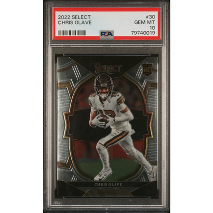 Graded PSA 10 Gem Mint 2022 Panini Select Chris Olave #30 Rookie RC Football Card