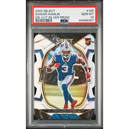 Graded 2022 Panini Select Damar Hamlin #100 Die-Cut Silver Prizm Rookie RC Football Card PSA 10 Gem Mint | Hall of Fame Sports Memorabilia | vintageantiquesgifts.com