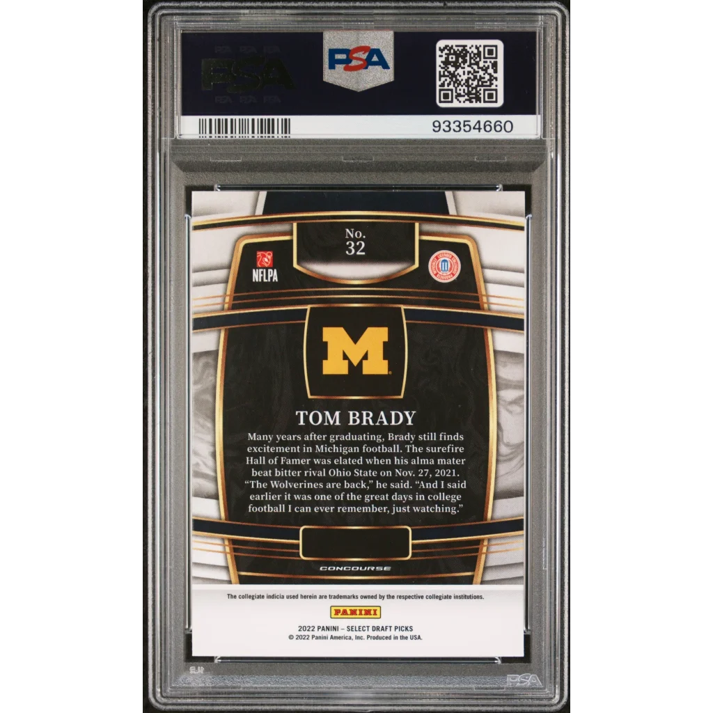 Graded PSA 10 Tom Brady Michigan Blue Select Draft Picks football card GEM MINT