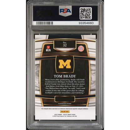 Graded PSA 10 Tom Brady Michigan Blue Select Draft Picks football card GEM MINT