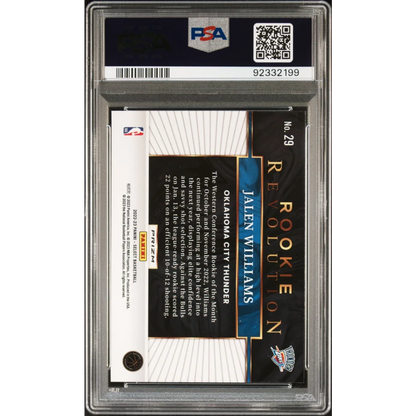 A graded Jalen Williams basketball rookie card in PSA case showing detail and authenticity