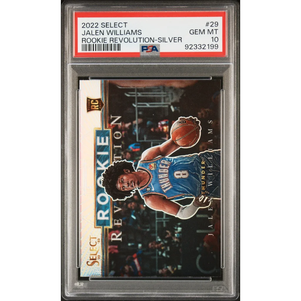 PSA graded Jalen Williams basketball rookie card on display, perfect for collectors
