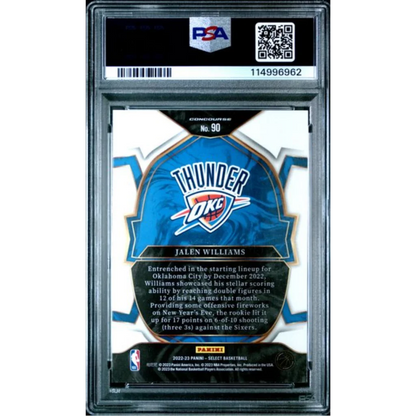 Graded 2022 Panini Select Jalen Williams 90 Blue Rookie RC Basketball Card PSA 10 Gem Mint | PSA 10 Gem Mint Graded Rookie Card | vintageantiquesgifts.com