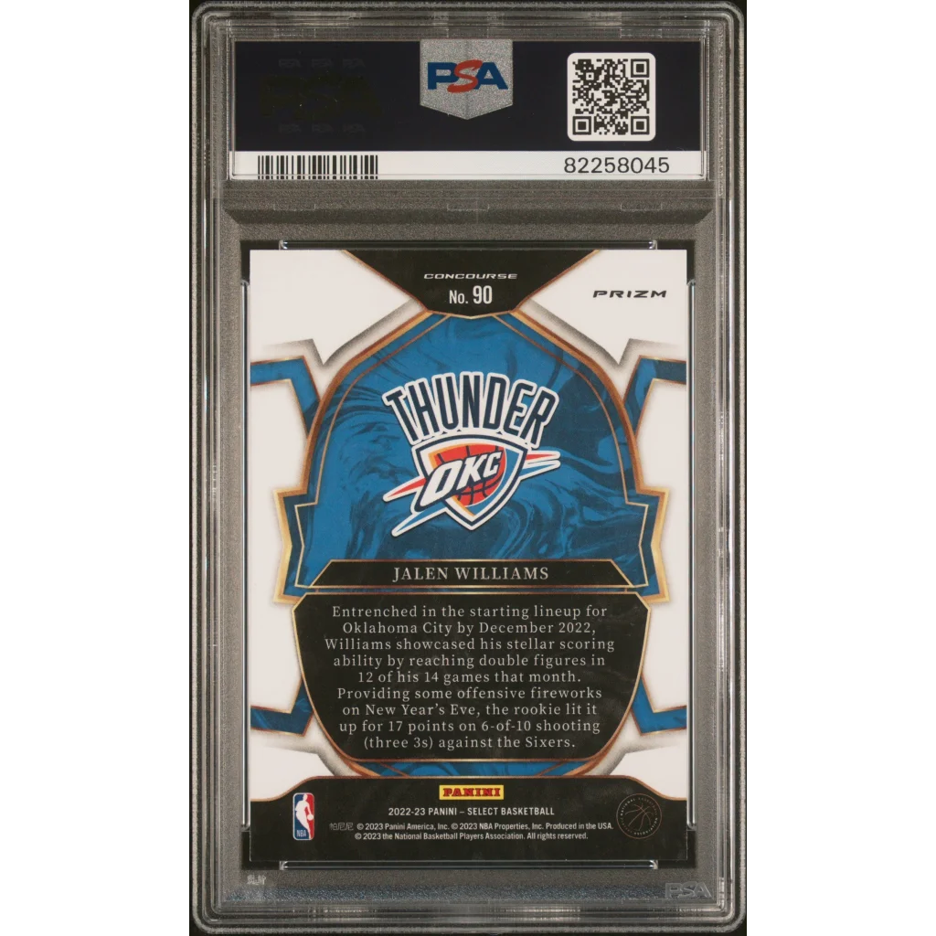 PSA 10 Gem Mint Jalen Williams Oklahoma City Thunder rookie basketball card