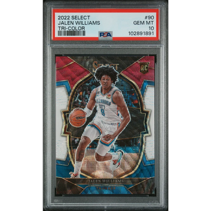 Graded 2022 Panini Select Jalen Williams #90 Tri Color Rookie RC Basketball Card PSA 10 Gem Mint | Hall of Fame Sports Memorabilia | vintageantiquesgifts.com