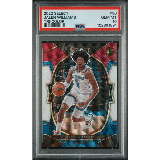 Graded 2022 Panini Select Jalen Williams #90 Tri Color Rookie RC Basketball Card PSA 10 Gem Mint | Hall of Fame Sports Memorabilia | vintageantiquesgifts.com