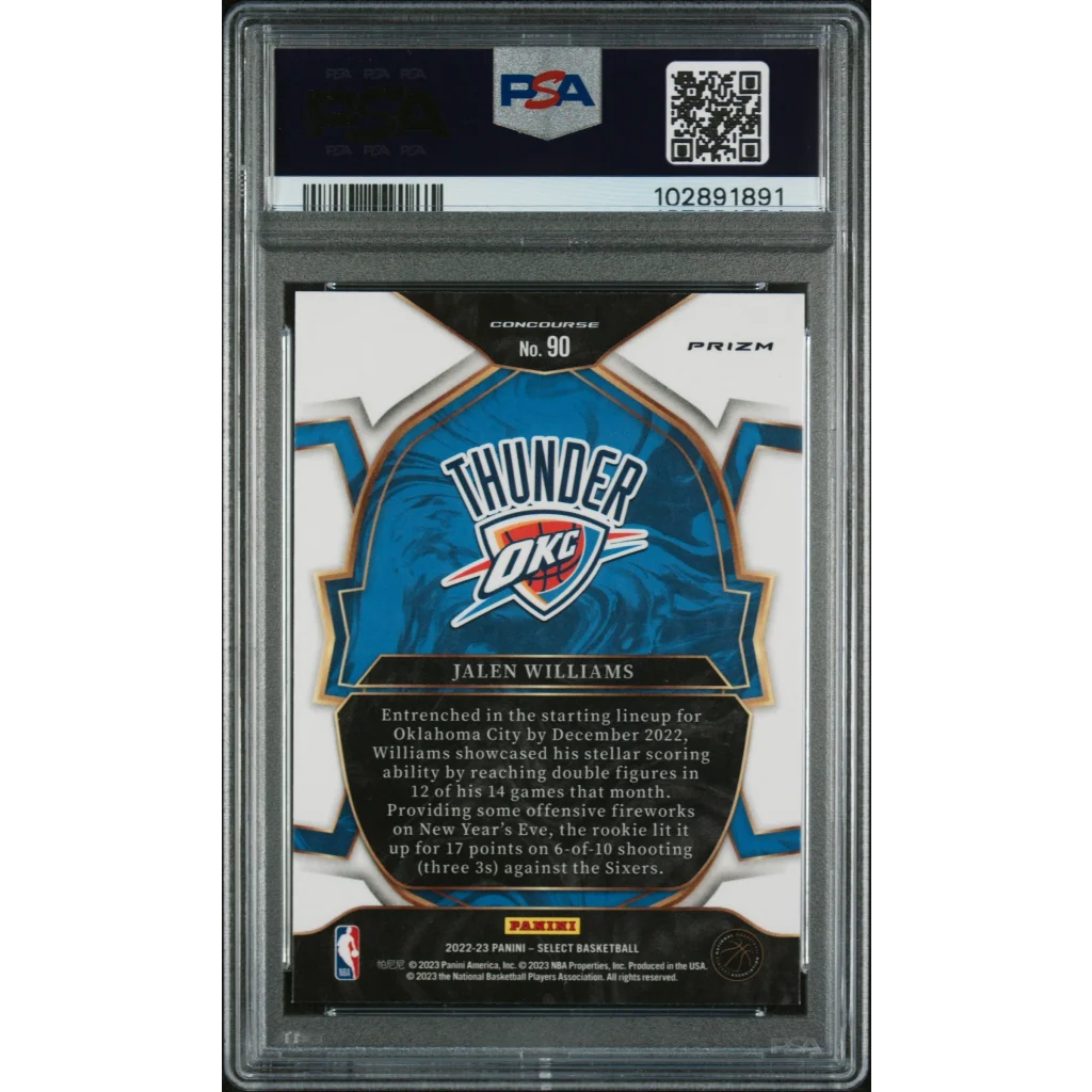 Graded 2022 Panini Select Jalen Williams #90 Tri Color Rookie RC Basketball Card PSA 10 Gem Mint | PSA 10 Gem Mint Graded Rookie Card | vintageantiquesgifts.com